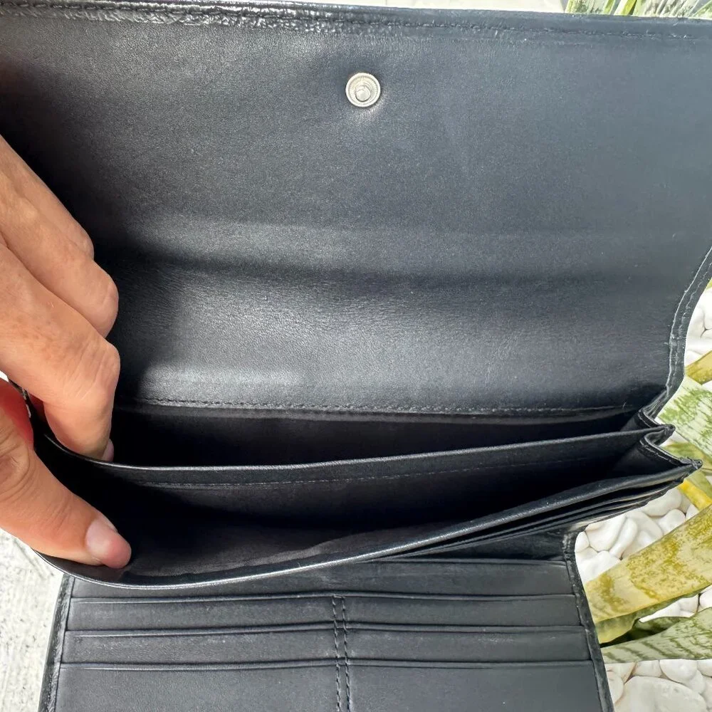 Coach Soho pleated signature Leather trifold Black and Gray check Wallet - Picture 3 of 10